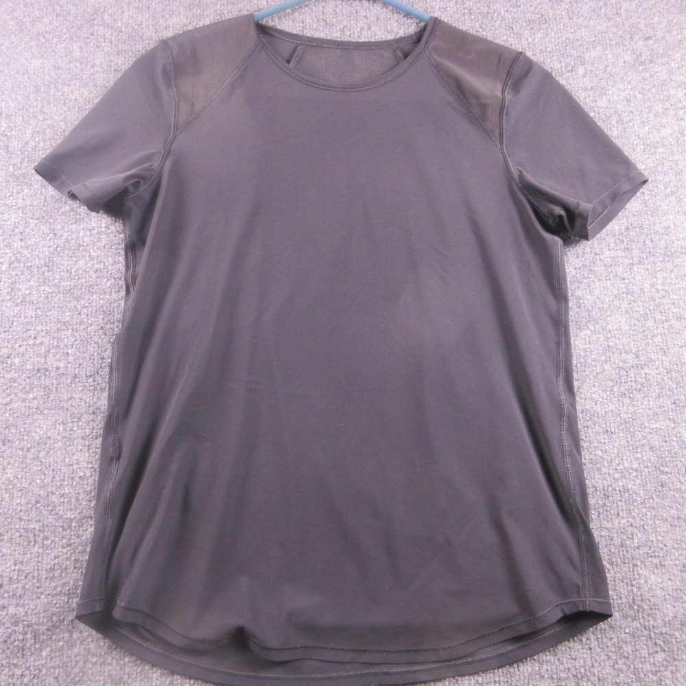 Lululemon Shirt Womens Small Black Mesh Panel Short Sleeve Relaxed Athletic‎